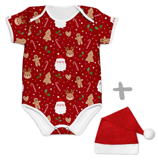 Combo Body Natal Vermelho + Touca