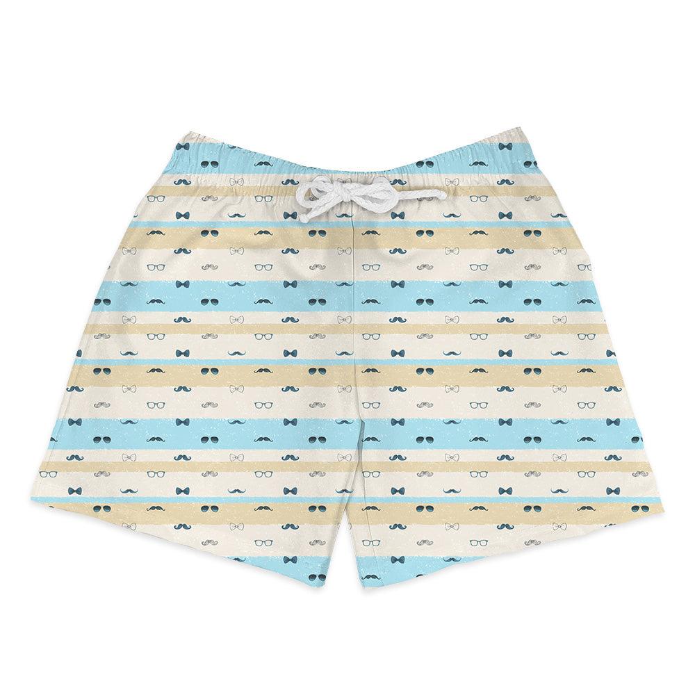 Shorts Infantil Mustache Azul - Mini Boo Store